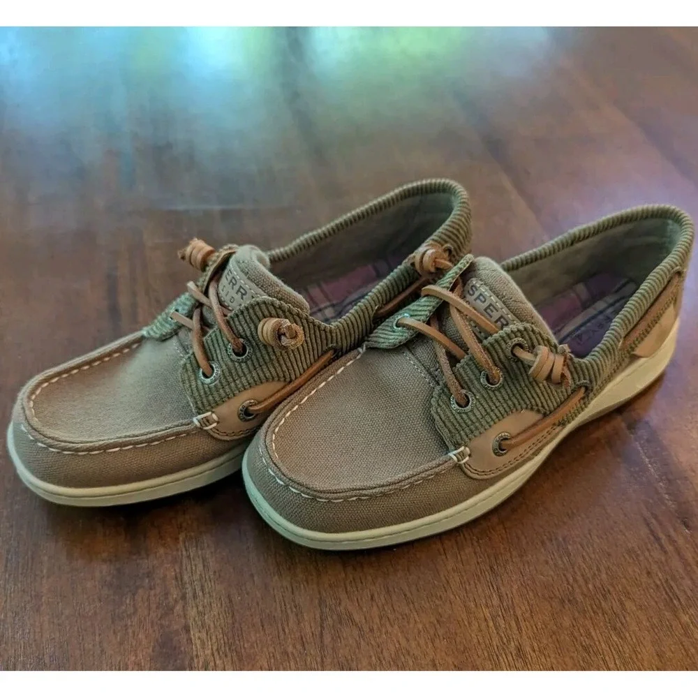 Sperry Top Sider Shoes Womens 5 M Boat Corduroy Brown Canvas Low Top STS90251